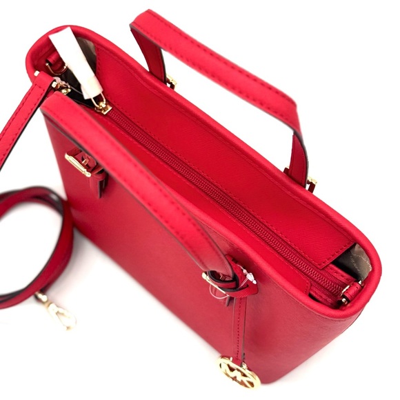 Michael Kors Jet Set Travel Extra-Small Top Zip Tote Bag & Double Zip Wallet Red - Picture 6 of 12
